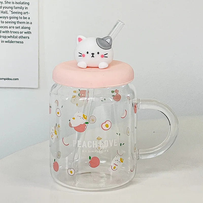 Straw Cup Glasses Cute Cartoon Glass Mug Original Mugs Coffee Cups Drinkware Unusual Tea Cup Set Personalized Gift Cupshe Beer