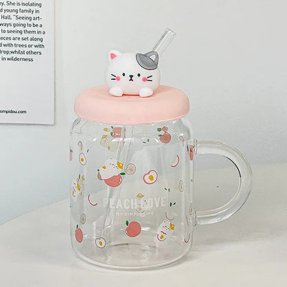 Straw Cup Glasses Cute Cartoon Glass Mug Original Mugs Coffee Cups Drinkware Unusual Tea Cup Set Personalized Gift Cupshe Beer