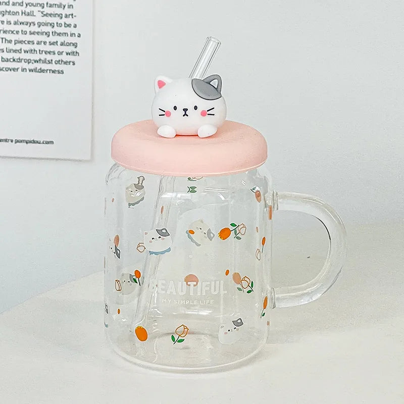 Straw Cup Glasses Cute Cartoon Glass Mug Original Mugs Coffee Cups Drinkware Unusual Tea Cup Set Personalized Gift Cupshe Beer