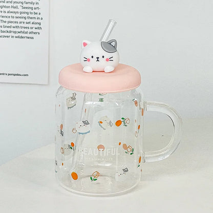 Straw Cup Glasses Cute Cartoon Glass Mug Original Mugs Coffee Cups Drinkware Unusual Tea Cup Set Personalized Gift Cupshe Beer