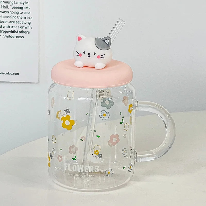 Straw Cup Glasses Cute Cartoon Glass Mug Original Mugs Coffee Cups Drinkware Unusual Tea Cup Set Personalized Gift Cupshe Beer