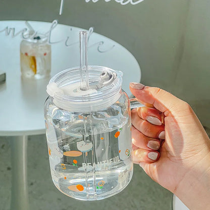 Straw Cup Glasses Cute Cartoon Glass Mug Original Mugs Coffee Cups Drinkware Unusual Tea Cup Set Personalized Gift Cupshe Beer