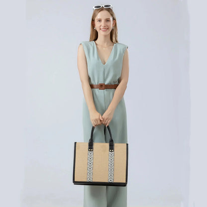 Straw Tote Women's Large Capacity Woven Handbag Beach Ethnic Style 2024 Spring and Summer New Commuting Travel Shoulder Bag