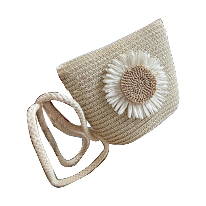 Straw Woven Bag Fashion Straw Weave Mini Bucket Bags Crossbody Bag Shoulder Bag