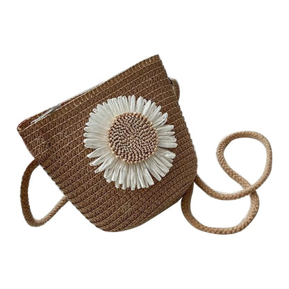 Straw Woven Bag Fashion Straw Weave Mini Bucket Bags Crossbody Bag Shoulder Bag