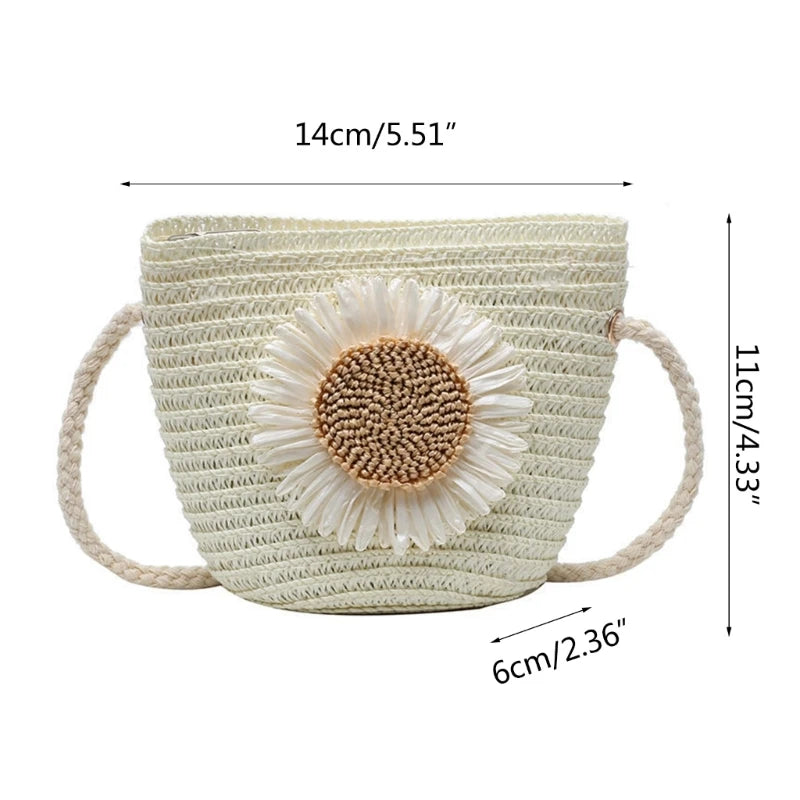 Straw Woven Bag Fashion Straw Weave Mini Bucket Bags Crossbody Bag Shoulder Bag