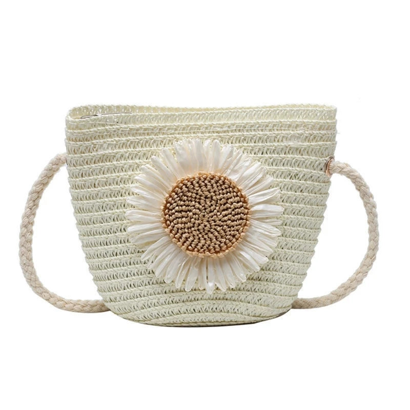 Straw Woven Bag Fashion Straw Weave Mini Bucket Bags Crossbody Bag Shoulder Bag