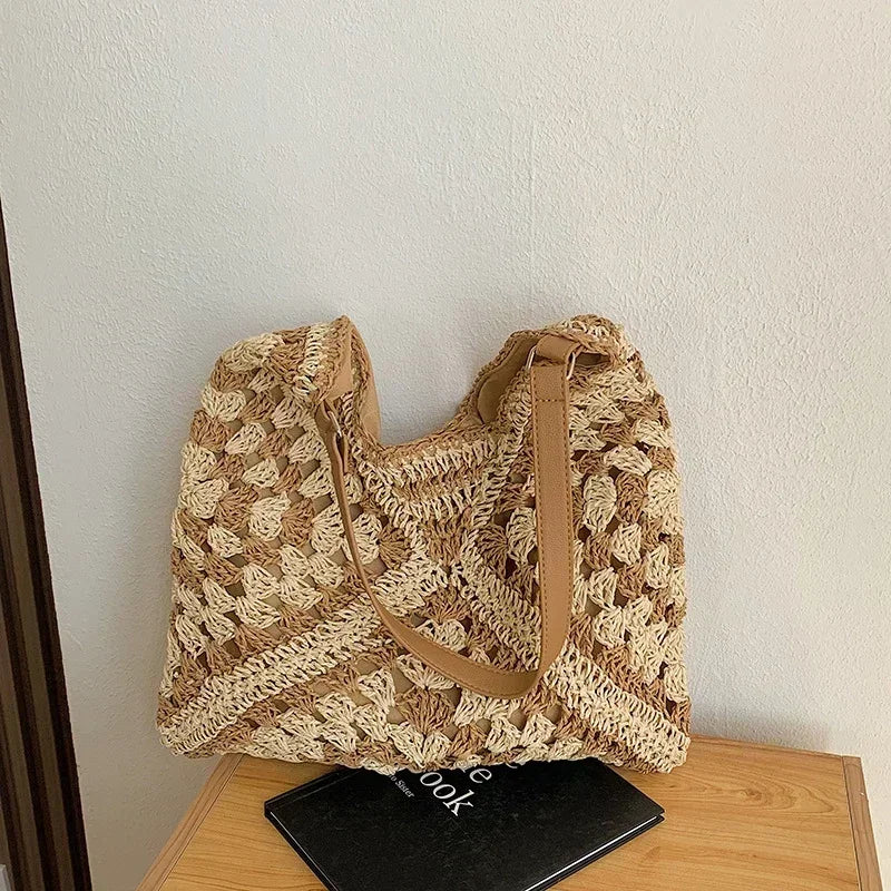 Straw Woven Underarm Bag Tote Bags 2024 Handbags Luxury Designer High Quality Aesthetic Replicas Women's Beach Super Copy Brand