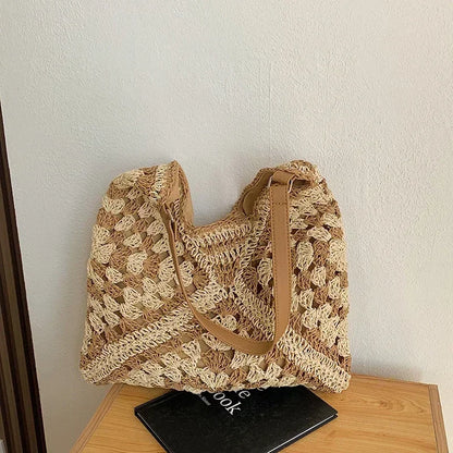 Straw Woven Underarm Bag Tote Bags 2024 Handbags Luxury Designer High Quality Aesthetic Replicas Women's Beach Super Copy Brand