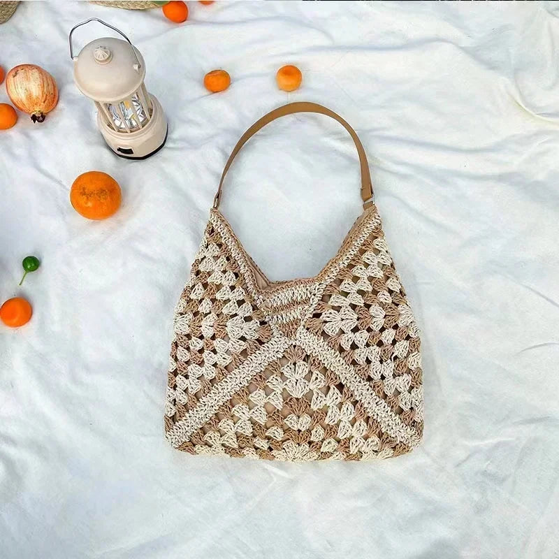 Straw Woven Underarm Bag Tote Bags 2024 Handbags Luxury Designer High Quality Aesthetic Replicas Women's Beach Super Copy Brand