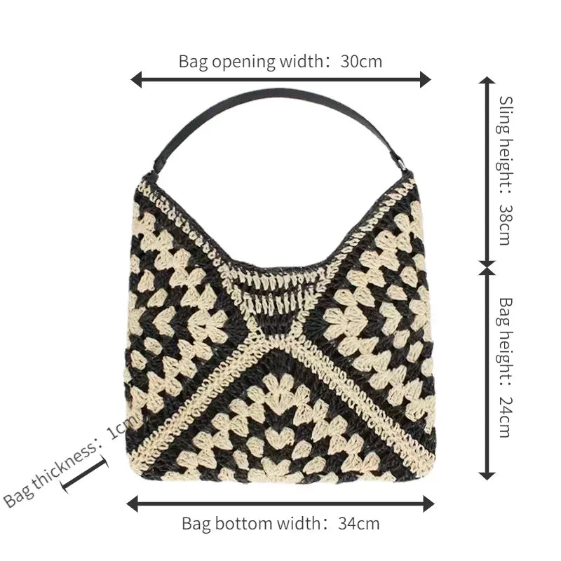 Straw Woven Underarm Bag Tote Bags 2024 Handbags Luxury Designer High Quality Aesthetic Replicas Women's Beach Super Copy Brand