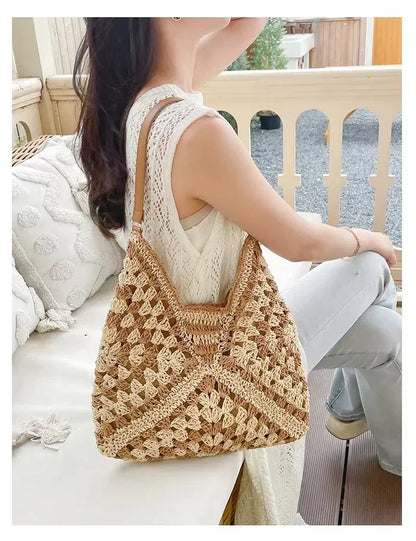 Straw Woven Underarm Bag Tote Bags 2024 Handbags Luxury Designer High Quality Aesthetic Replicas Women's Beach Super Copy Brand