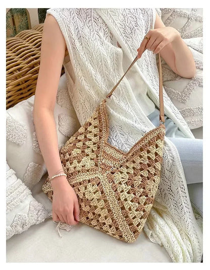 Straw Woven Underarm Bag Tote Bags 2024 Handbags Luxury Designer High Quality Aesthetic Replicas Women's Beach Super Copy Brand
