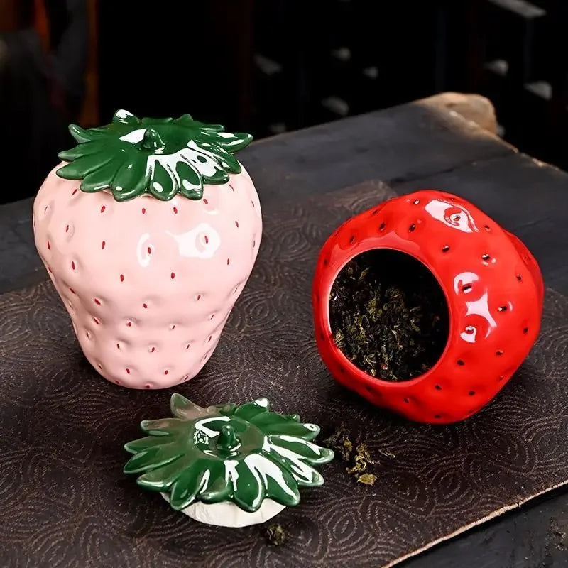 Strawberry Style Ceramic Tea Caddies  Tea storage Coffee storage  coffee container  tea jar  tea organizer D004