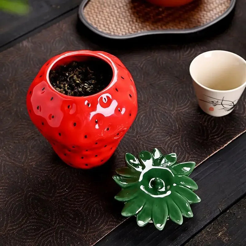 Strawberry Style Ceramic Tea Caddies  Tea storage Coffee storage  coffee container  tea jar  tea organizer D004