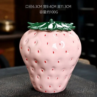 Strawberry Style Ceramic Tea Caddies  Tea storage Coffee storage  coffee container  tea jar  tea organizer D004