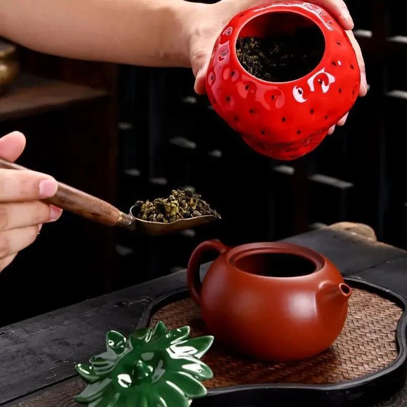 Strawberry Style Ceramic Tea Caddies  Tea storage Coffee storage  coffee container  tea jar  tea organizer D004
