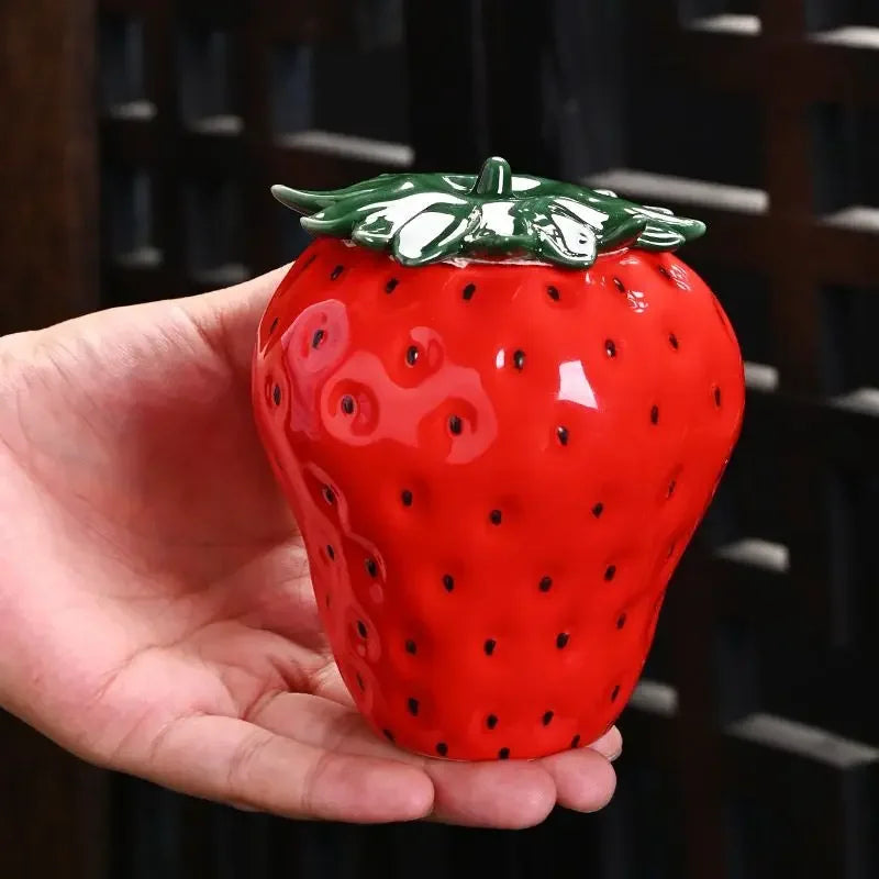 Strawberry Style Ceramic Tea Caddies  Tea storage Coffee storage  coffee container  tea jar  tea organizer D004