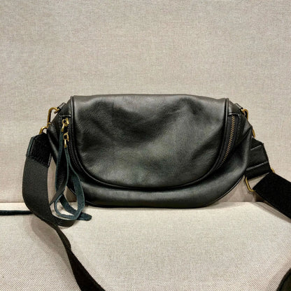 Street Popular Black Leather Bags for Women 2024 Autumn New Zipper Crossbody Bags Y2k Grunge Retro Portable Unisex Handbags