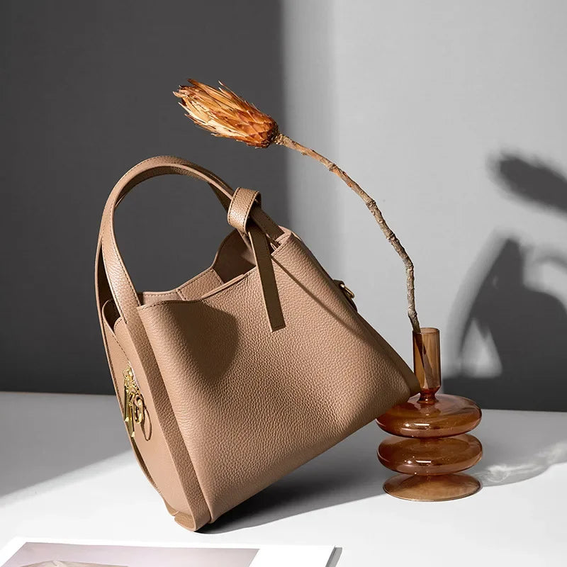 Strict Selection of Genuine Leather Handheld Bag for Women in 2024, New Vegetable Basket for Mom, Grand Crossbody Bag,