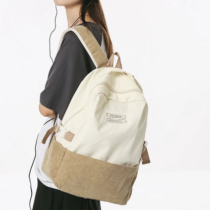 Stripe Cute Corduroy Woman Backpack Schoolbag For Teenage Girls Boys 2023 Harajuku Female Casual Bag Student Lady Book Pack