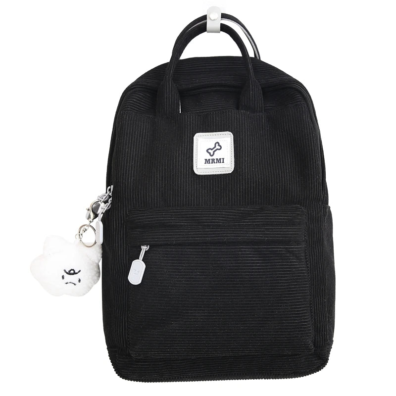 Stripe Cute Corduroy Woman Backpack Schoolbag For Teenage Girls Boys Small Harajuku Female College Bag Student Lady Book Pack