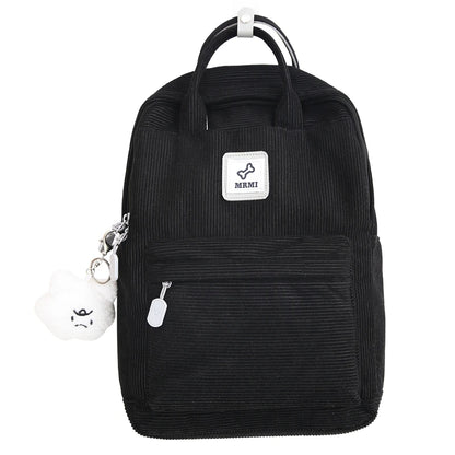 Stripe Cute Corduroy Woman Backpack Schoolbag For Teenage Girls Boys Small Harajuku Female College Bag Student Lady Book Pack