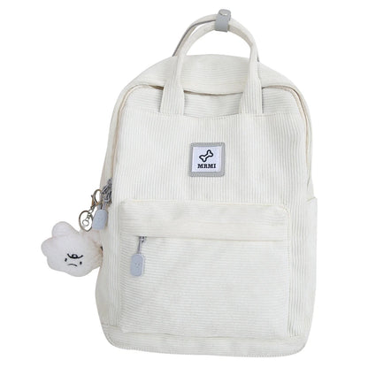 Stripe Cute Corduroy Woman Backpack Schoolbag For Teenage Girls Boys Small Harajuku Female College Bag Student Lady Book Pack