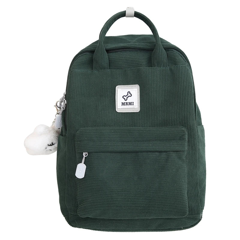 Stripe Cute Corduroy Woman Backpack Schoolbag For Teenage Girls Boys Small Harajuku Female College Bag Student Lady Book Pack
