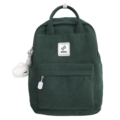 Stripe Cute Corduroy Woman Backpack Schoolbag For Teenage Girls Boys Small Harajuku Female College Bag Student Lady Book Pack