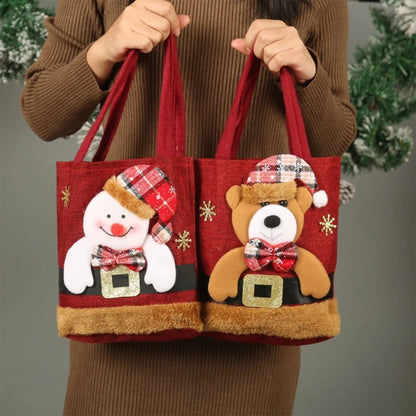 Stylish Children Candy Gift Bag with Multi-pattern Design for Christmas Convenient Christmas Candy Handbag for Kids
