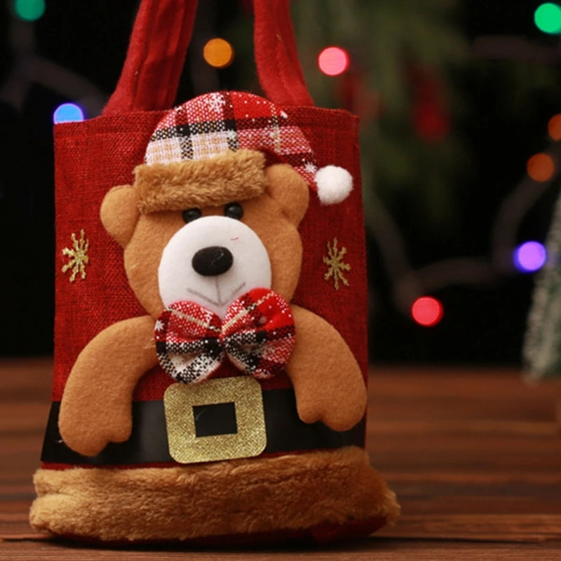 Stylish Children Candy Gift Bag with Multi-pattern Design for Christmas Convenient Christmas Candy Handbag for Kids
