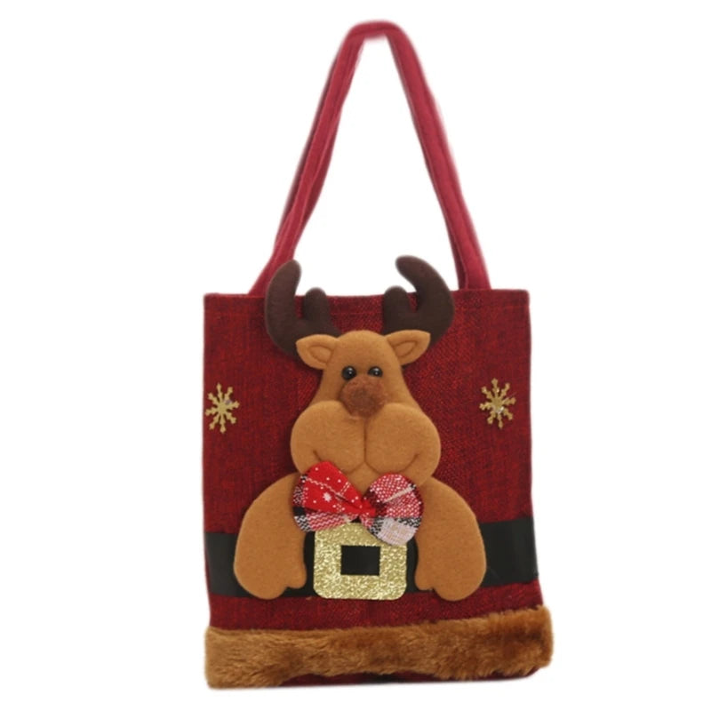 Stylish Children Candy Gift Bag with Multi-pattern Design for Christmas Convenient Christmas Candy Handbag for Kids