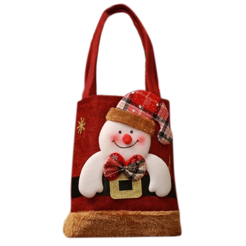 Stylish Children Candy Gift Bag with Multi-pattern Design for Christmas Convenient Christmas Candy Handbag for Kids