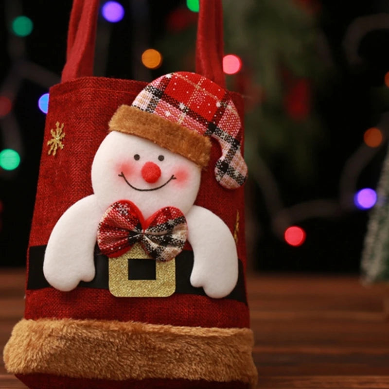 Stylish Children Candy Gift Bag with Multi-pattern Design for Christmas Convenient Christmas Candy Handbag for Kids