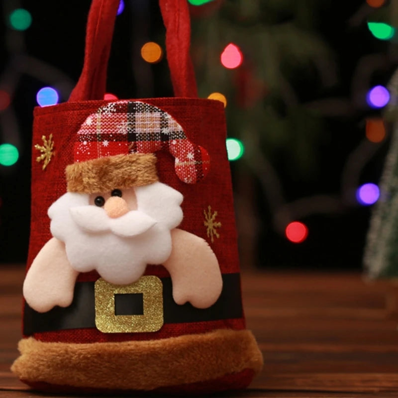 Stylish Children Candy Gift Bag with Multi-pattern Design for Christmas Convenient Christmas Candy Handbag for Kids