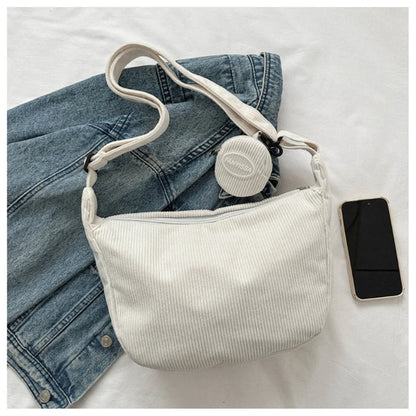 Stylish Corduroy Crossbody Bag with Adjustable Strap Perfect for Work Travel Shopping Dating