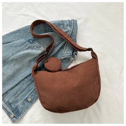 Stylish Corduroy Crossbody Bag with Adjustable Strap Perfect for Work Travel Shopping Dating