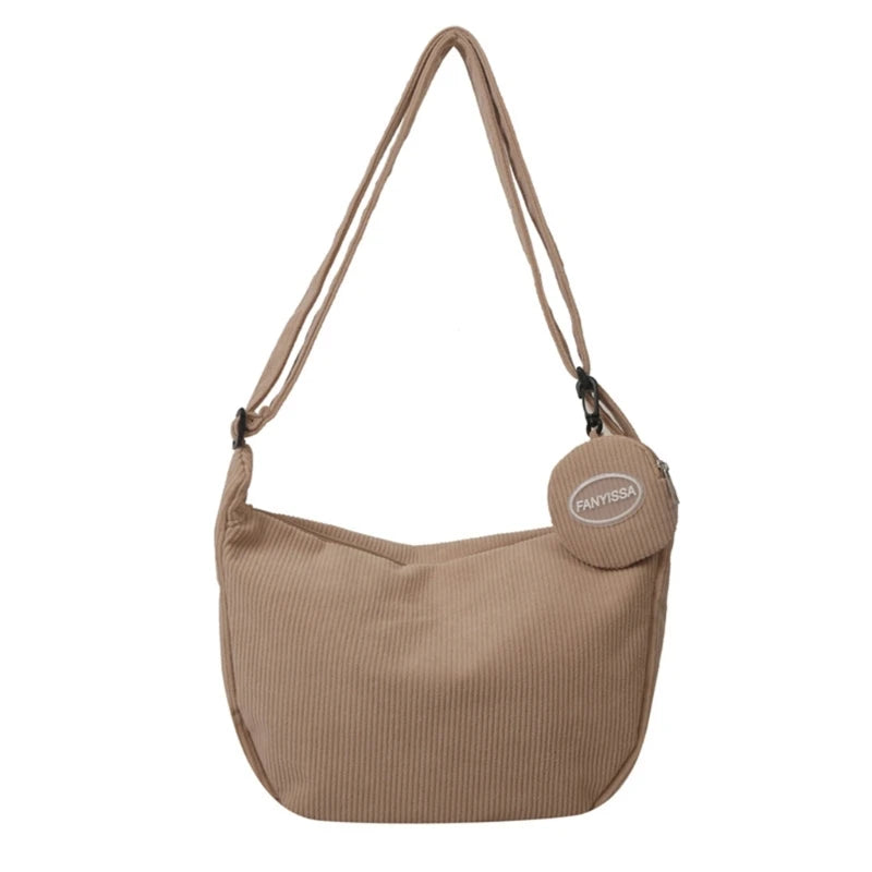 Stylish Corduroy Crossbody Bag with Adjustable Strap Perfect for Work Travel Shopping Dating