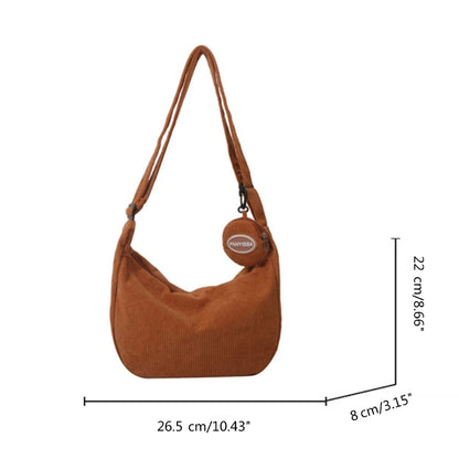 Stylish Corduroy Crossbody Bag with Adjustable Strap Perfect for Work Travel Shopping Dating