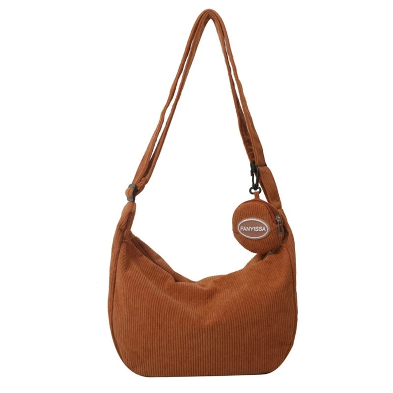 Stylish Corduroy Crossbody Bag with Adjustable Strap Perfect for Work Travel Shopping Dating