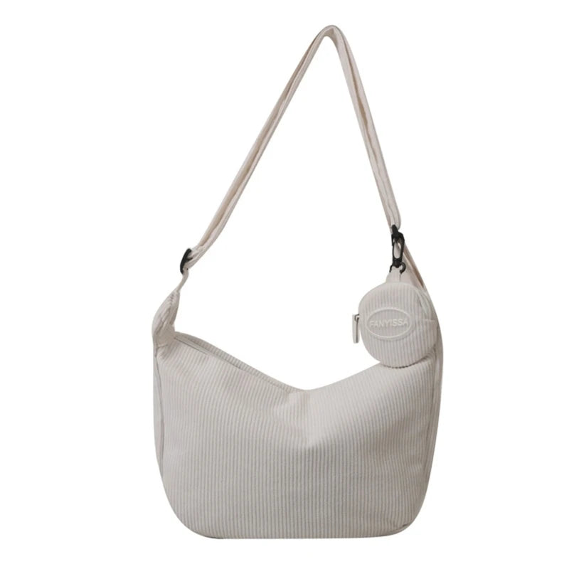 Stylish Corduroy Crossbody Bag with Adjustable Strap Perfect for Work Travel Shopping Dating