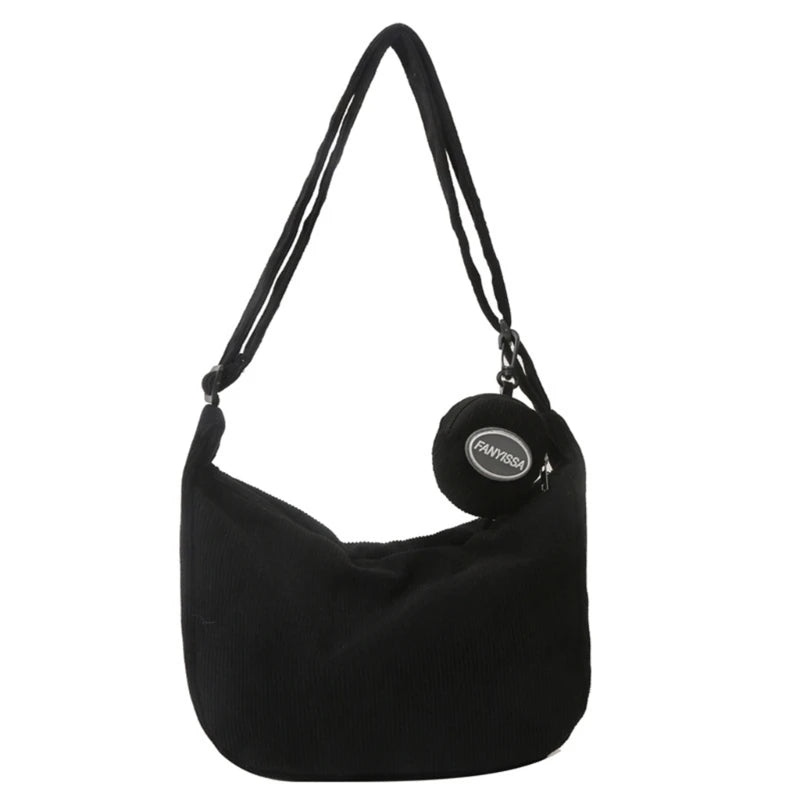 Stylish Corduroy Crossbody Bag with Adjustable Strap Perfect for Work Travel Shopping Dating