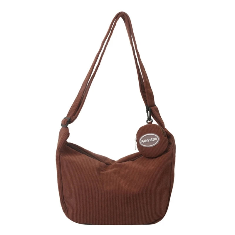Stylish Corduroy Crossbody Bag with Adjustable Strap Perfect for Work Travel Shopping Dating
