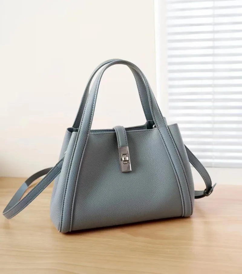 Stylish Genuine Leather Handbag Lady 2024 New Women Large Capacity Portable Crossbody Tote Bags Commuter All-match Purses Clutch