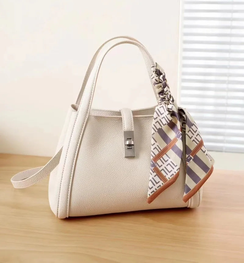 Stylish Genuine Leather Handbag Lady 2024 New Women Large Capacity Portable Crossbody Tote Bags Commuter All-match Purses Clutch