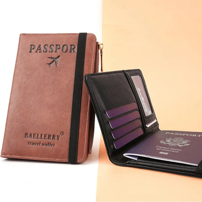 Stylish Passport Wallet with Multiple Card Slots Blocking Keep Your Documents Organized and Secure