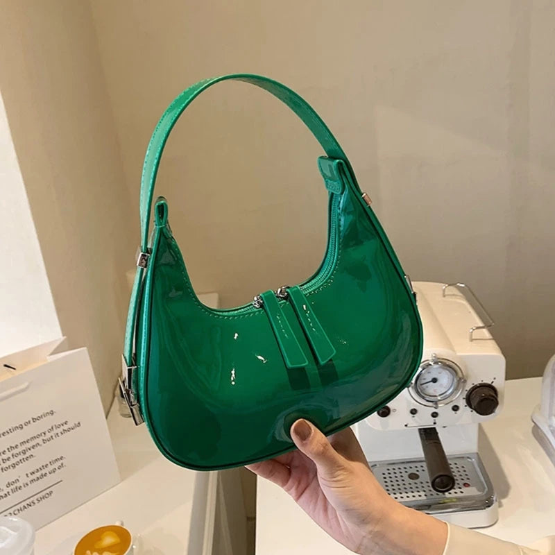 Stylish Small Handbag and Purse for Women Trendy PU Half Moon Shape Shoulder Bag