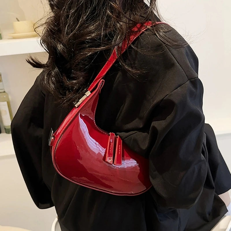 Stylish Small Handbag and Purse for Women Trendy PU Half Moon Shape Shoulder Bag