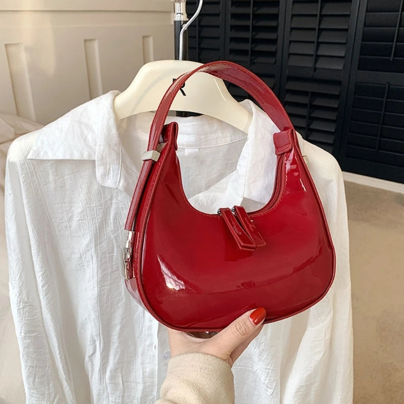 Stylish Small Handbag and Purse for Women Trendy PU Half Moon Shape Shoulder Bag
